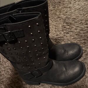 UNIONBAY Black Studded Combat Boots